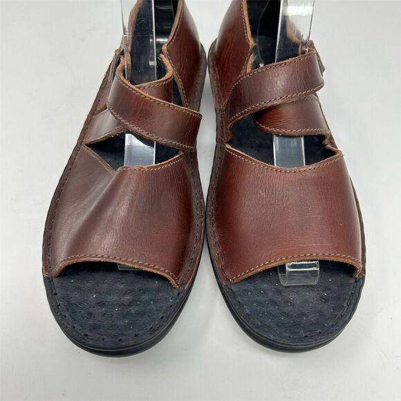 Josef Seibel Brown Leather Sandals Adjustable Buckle Strap Size 37 (US 6-6.5) - Picture 5 of 10